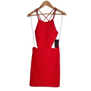 NWT Aidan Mattox Red Open Back Cut Out Dress